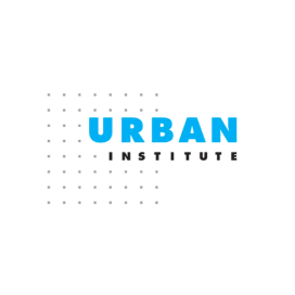Image contains the word "Urban" in blue and "Institute" in black. Behind the text is a series of dots to make a square.