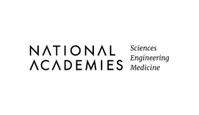Black text that reads "National Academies." Blocked text to the right reads "Sciences, Engineering, and Medicine."