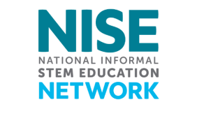 Text on top reads NISE in teal. Text underneath reads "national informal stem education network"