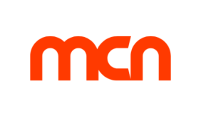 Image contains three orange letters: M C N