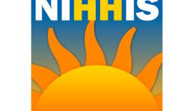 image contains an illustration of an orange sun against a blue background. Text above the sun reads "NIHHIS" in yellow and white.