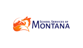 Image contains an illustration of an orange fox and mountain to the left. Blue text to the right reads "School Services of Montana"