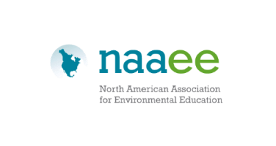 an image of North America in blue. Text to the right reads "NAA" in blue and "EE" in green. Text below reads "North American Association for Environmental Education" in grey