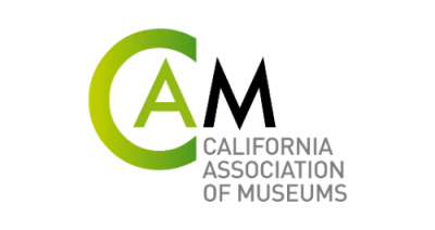 Image contains the letters "CAM." The letters C and A are in green, and M is in black. Text beneath reads "California Association of Museums"