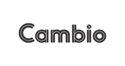 Image contains black block letters reading "Cambio." All letters have a thin white line spelling out the same letters.