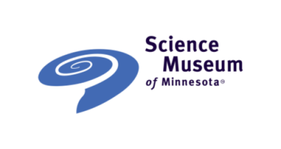 Image to the left contains a blue whirl. Black text to the right reads "Science Museum of Minnesota"