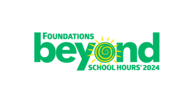 Image contains the text "Foundations Beyond School Hours 2024" in green. The "O" in "Beyond" includes an image of a yellow sun.